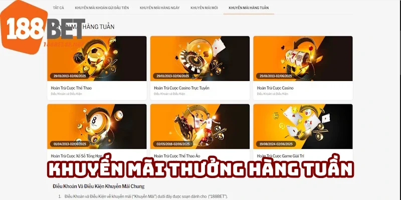 Casino trực tuyến 188BET hoàn tiền hàng tuần